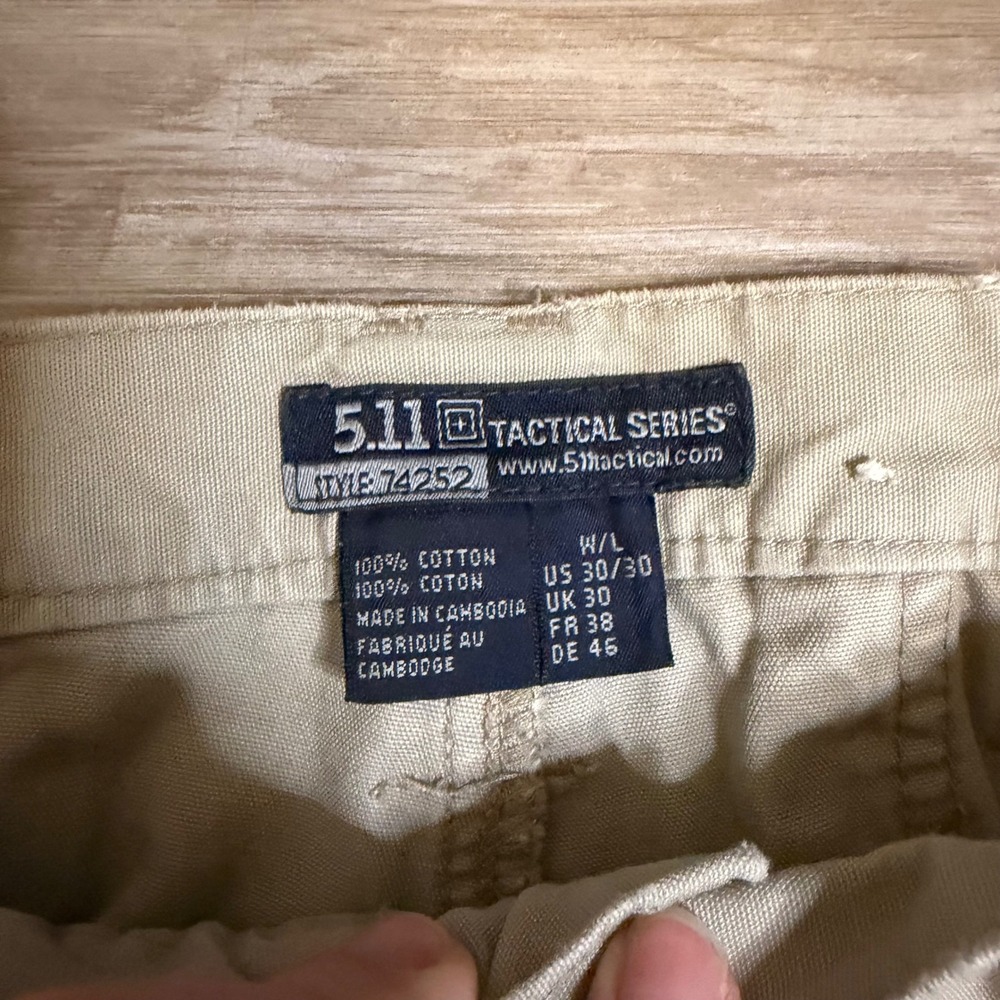 5.11 Tactical Series Mens 30x30 Khaki Cotton Canvas Cargo Work Pants 74251 - Picture 2 of 5